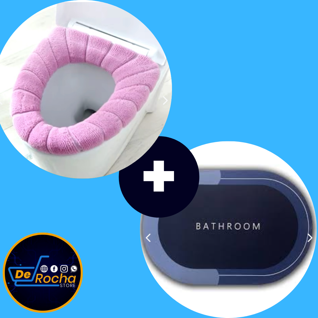 combo tapete+alfombre baño inodoro